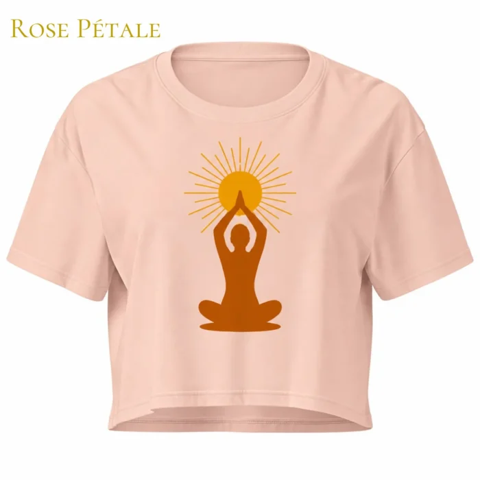 Crop top Rose Pétale avec motif méditation solaire