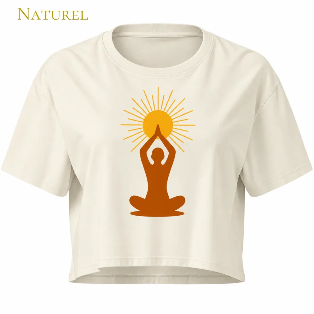 Crop top Naturel avec motif méditation solaire