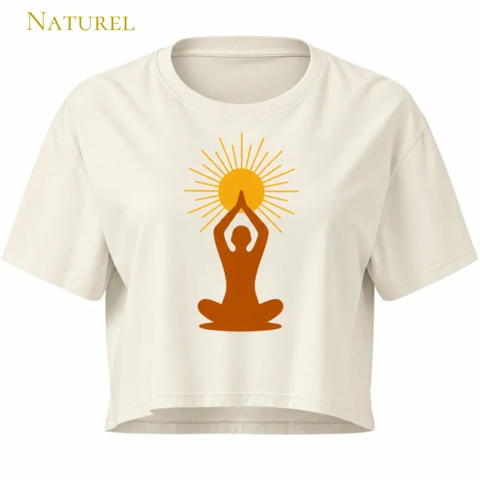 Crop top Naturel avec motif méditation solaire